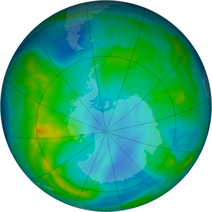 Antarctic ozone map for 23 May 2014